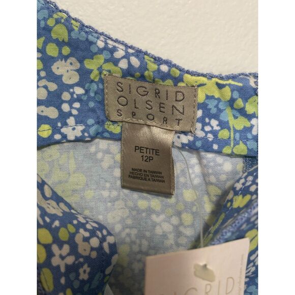 NWT VTG Sigrid Olsen Sport 12P Blue Floral Sheath Dress 90s Y2K Preppy Cotton - Picture 2 of 8